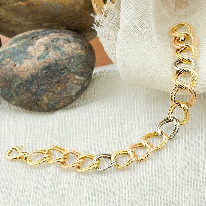 Samanyolu Üç Renk 14 Ayar Altın Hallow Bileklik