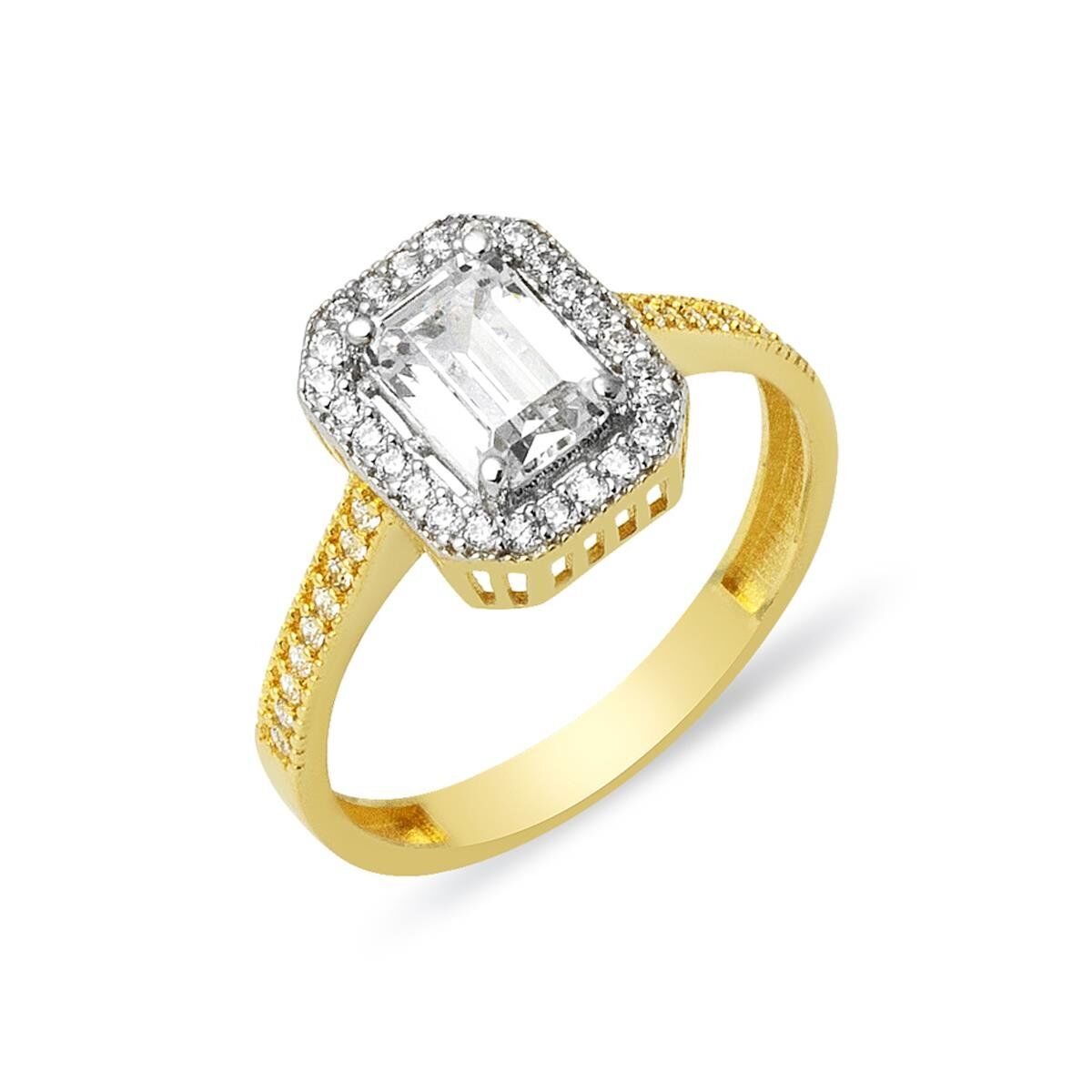 Baget Taşlı 14 Ayar Altın Yüzük