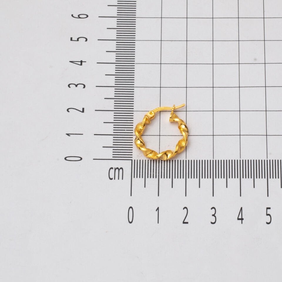 22 Ayar Kalemli Burgu Halka Altın Küpe Orta Boy