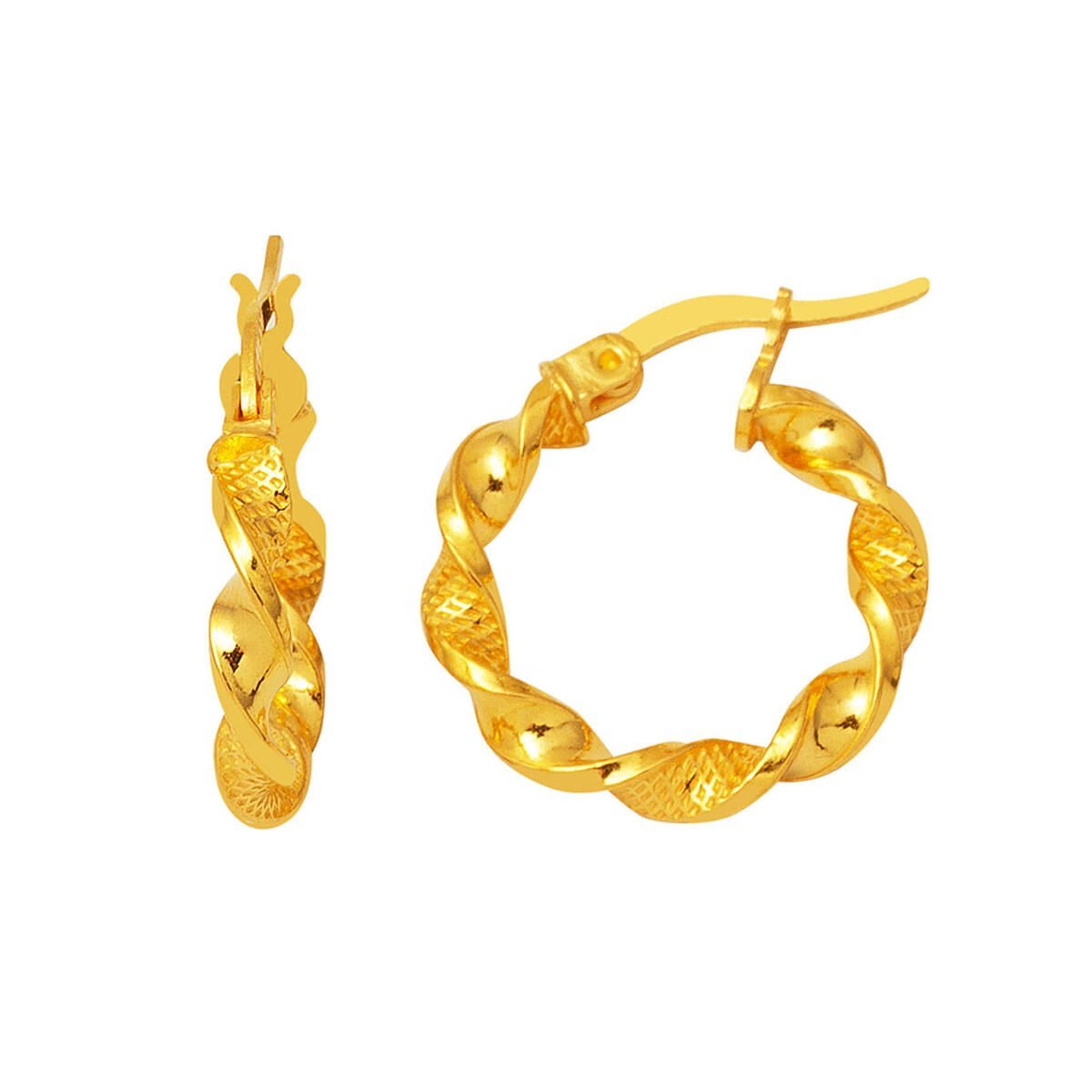 22 Ayar Kalemli Burgu Halka Altın Küpe Orta Boy