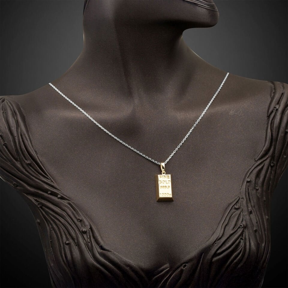 Büyük Boy Külçe Altın Kolye Ucu