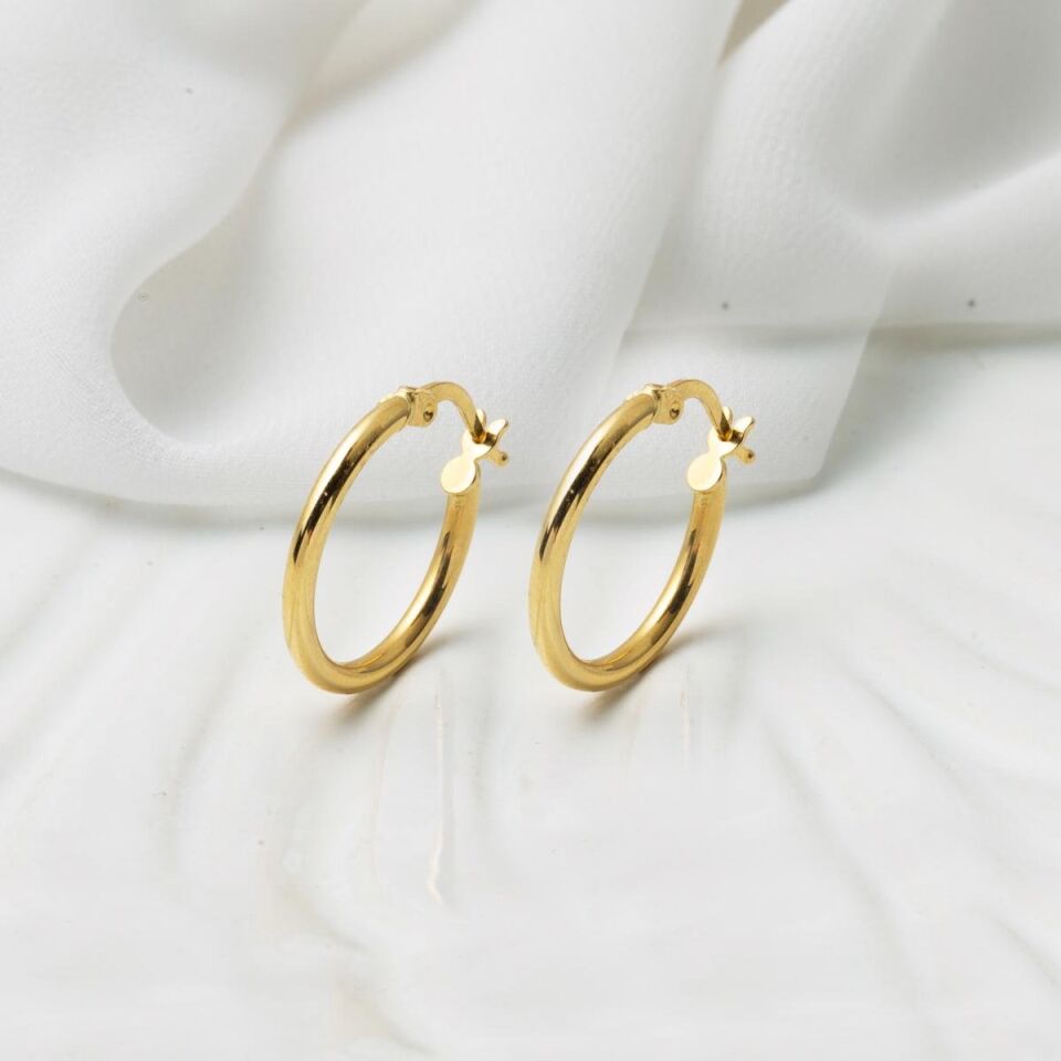 3 Cm.Enli İtalyan 14 Ayar Altın Halka Küpe