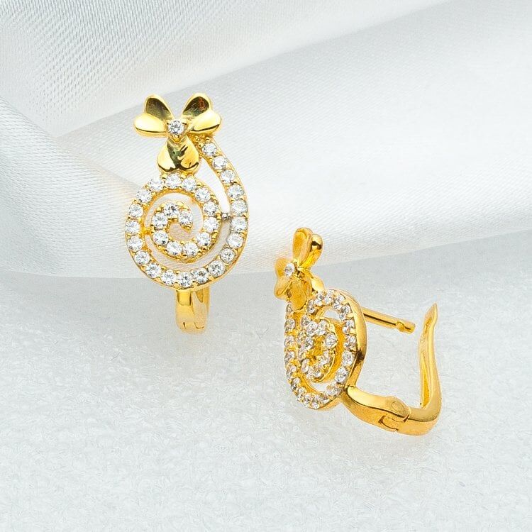 Bahar Taşlı Sarı Altın Je Küpe