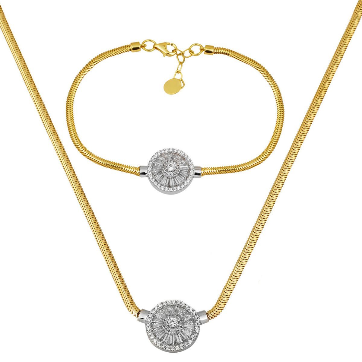 Balıksırtı Zincirli Baget Altın Set 14 Ayar