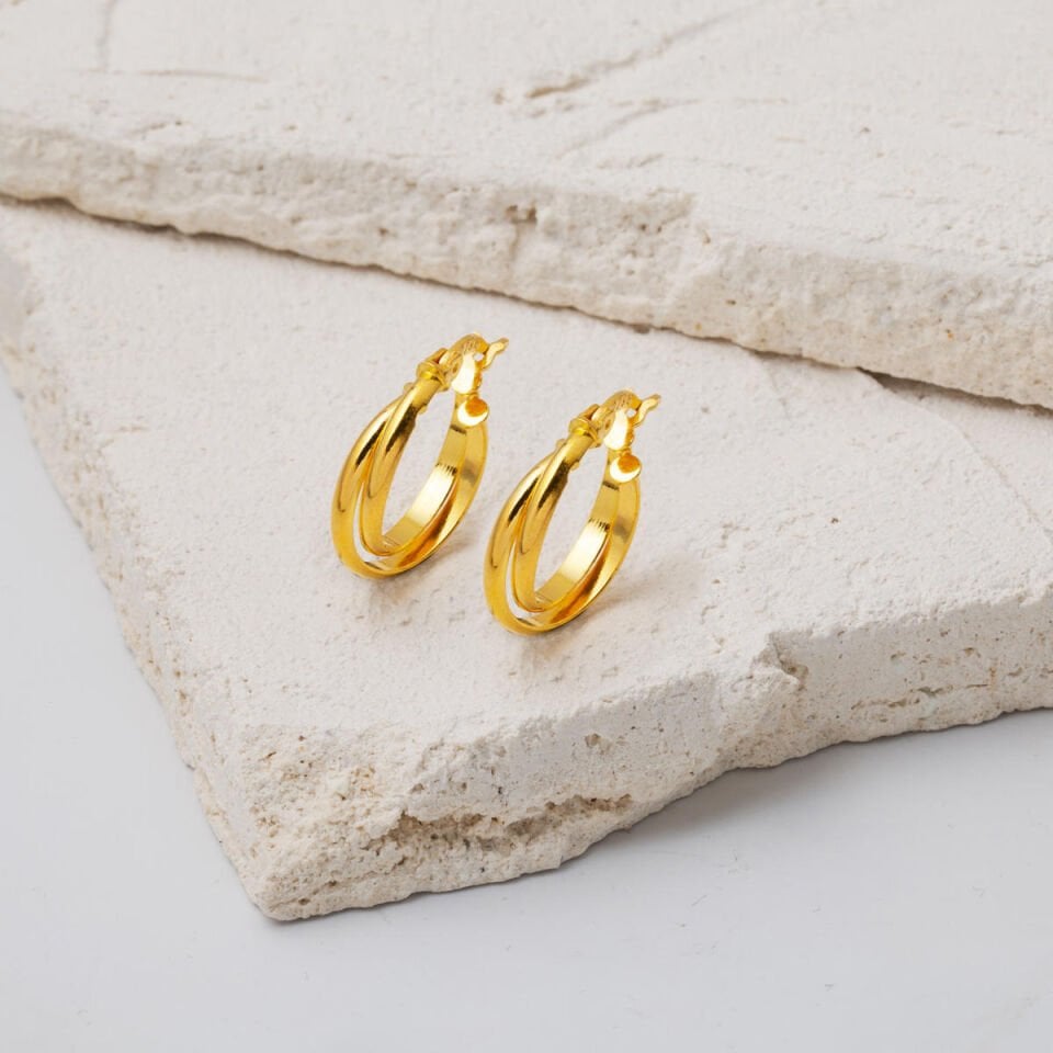 İkili Spor Halka Küpe 22 Ayar Altın