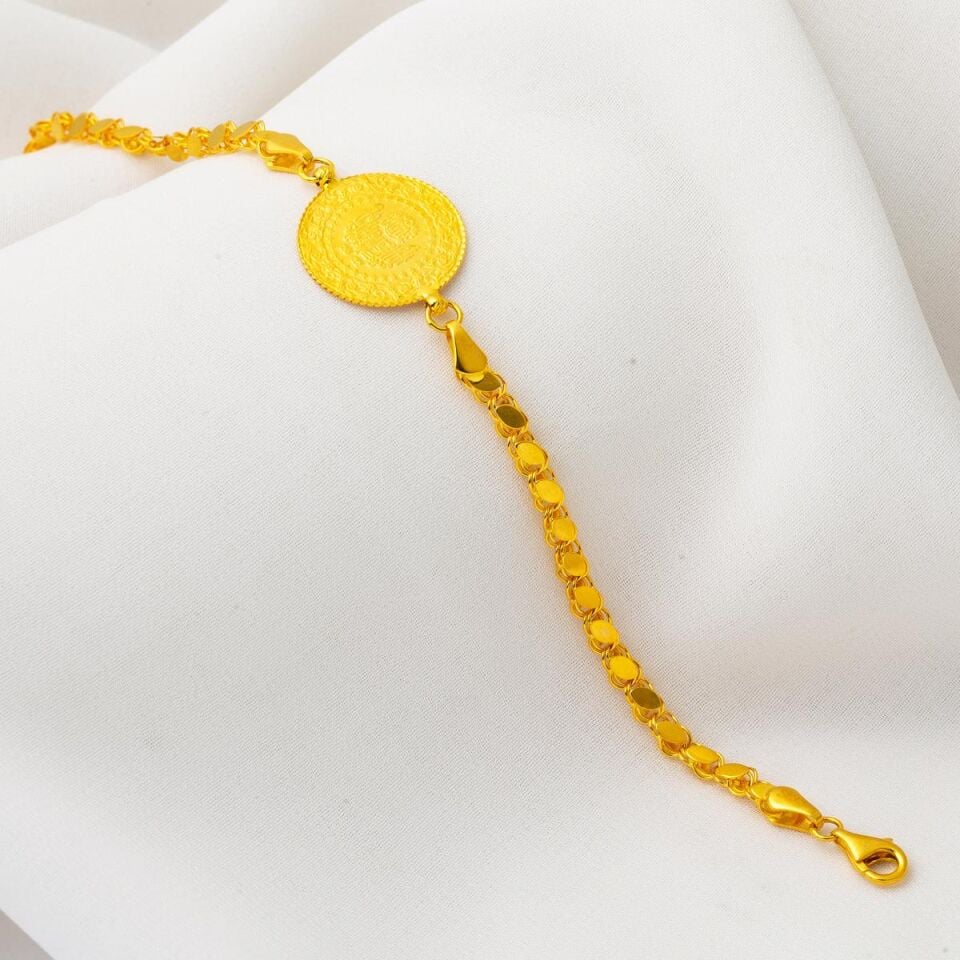 Maraş Pul Zincirli Çeyrek Altınlı Bileklik