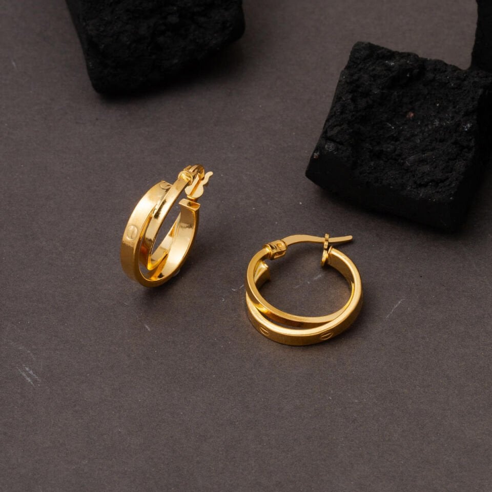 Kartiyer Model Spor Halka Küpe 22 Ayar