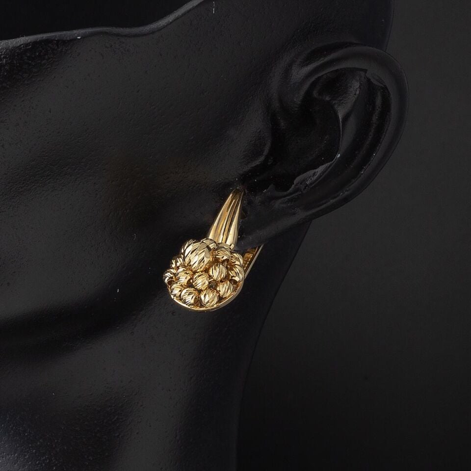 Yüzük & Küpe Top Altınlı Set