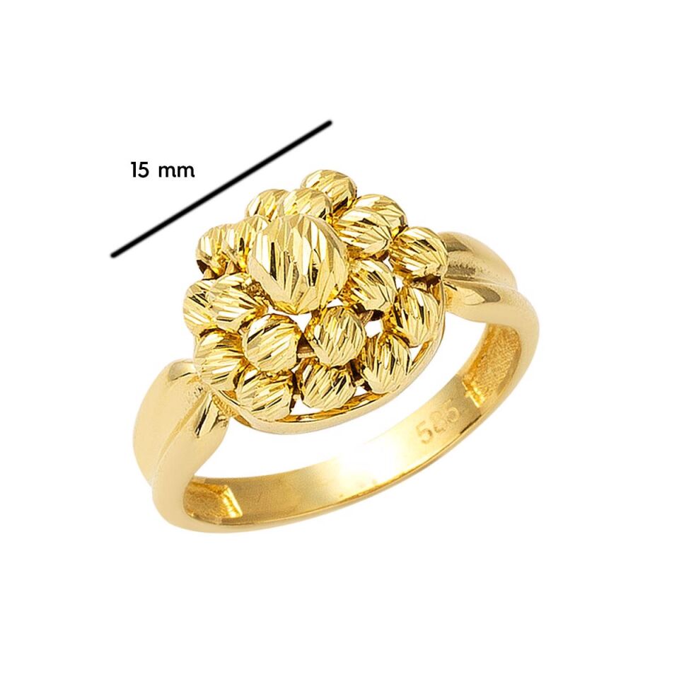 Yüzük & Küpe Top Altınlı Set