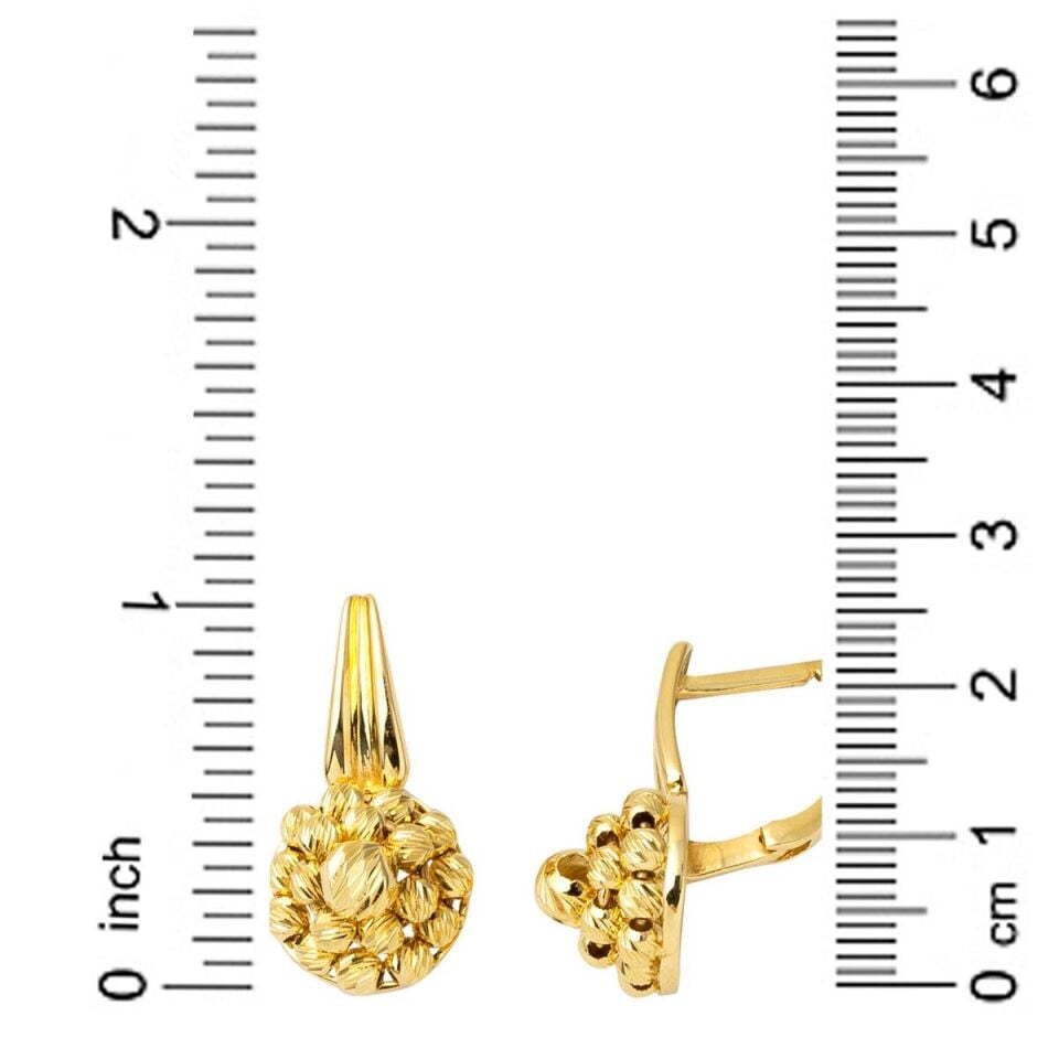 Yüzük & Küpe Top Altınlı Set