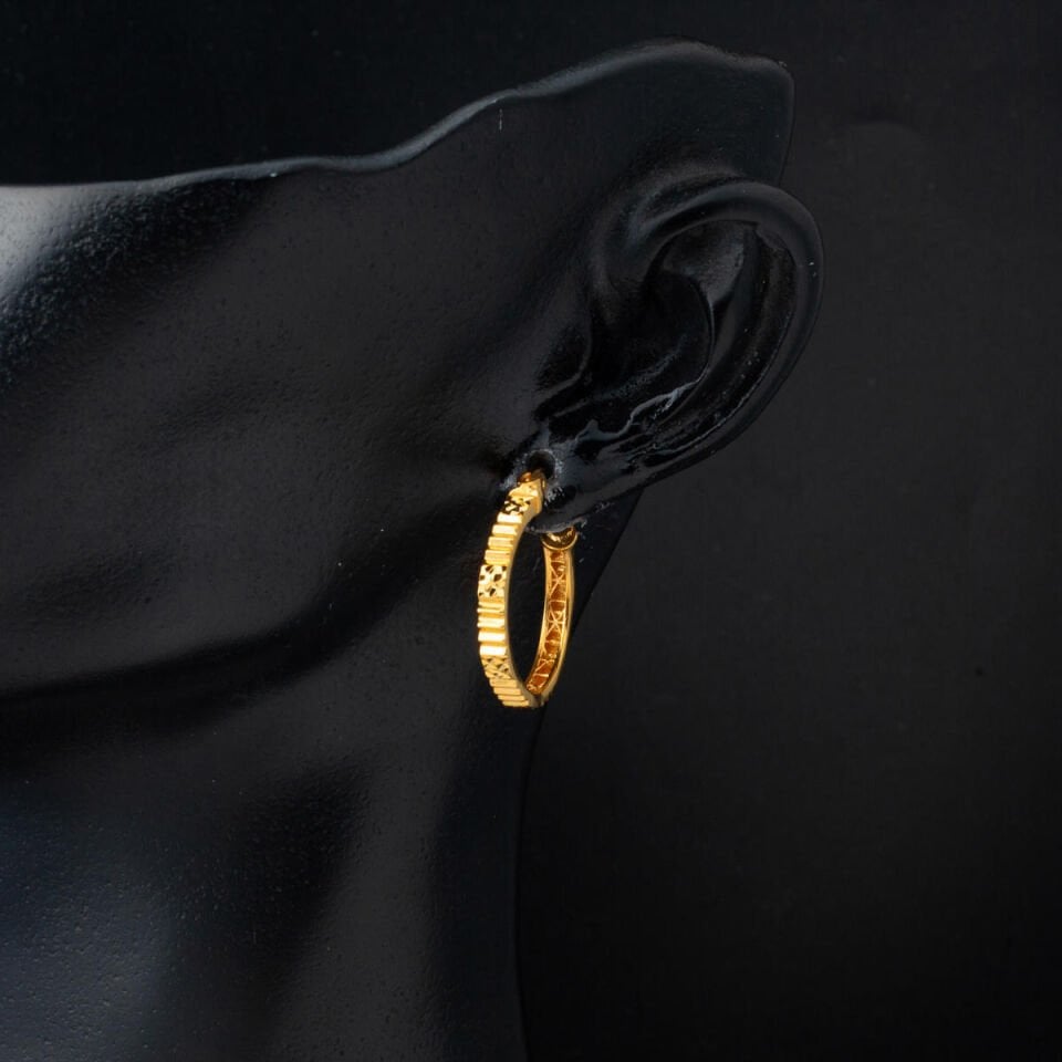 22 Ayar Kalemli Altın Halka Küpe 2,5 cm. Çaplı