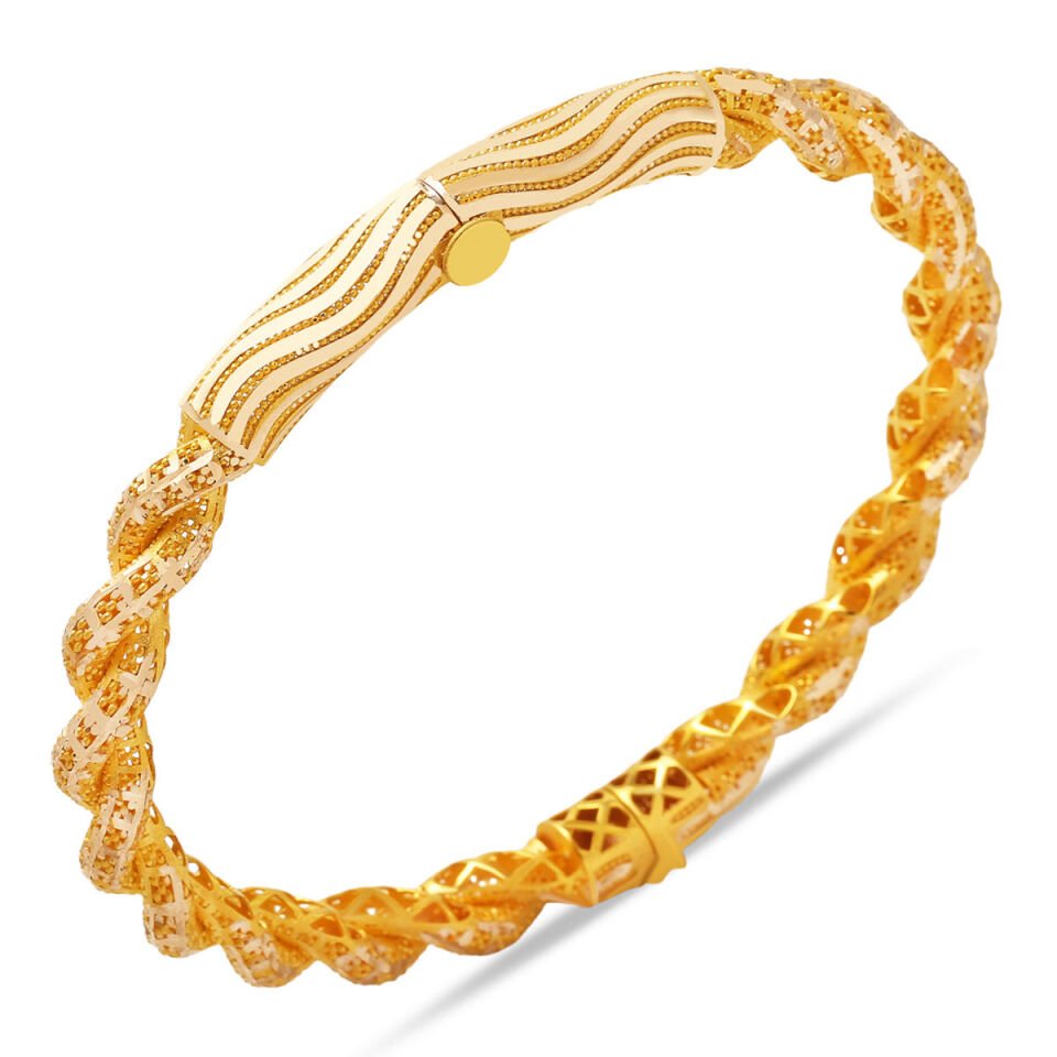 Yaşam Çiçeği Hint İşi Altın Kelepçe Bilezik