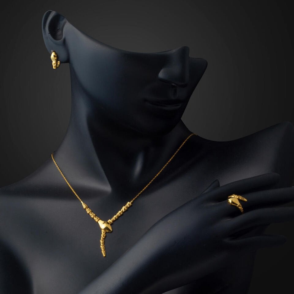 Yılan Tasarım İtalyan 22 Ayar Üçlü Takı Seti