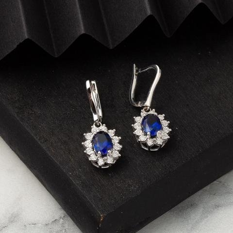Safir & Pırlanta Kolye Küpeli Set