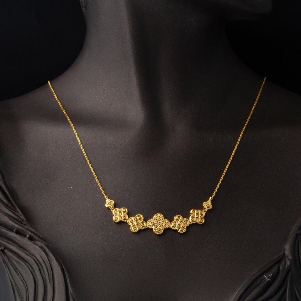 Papatya Sarmaşık 22 Ayar Altın Takı Seti