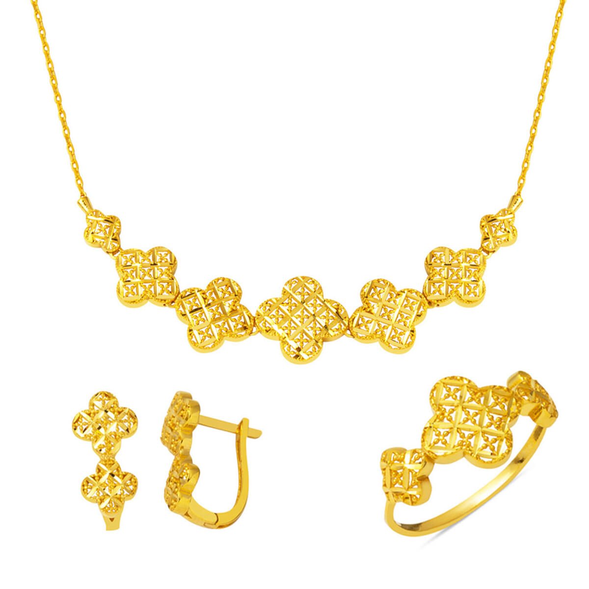 Papatya Sarmaşık 22 Ayar Altın Takı Seti