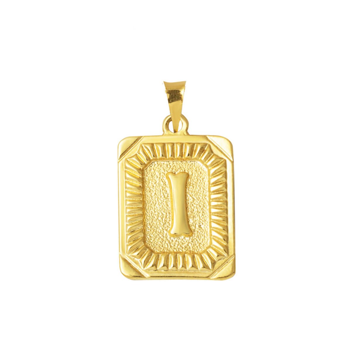 Kare Plakalı 14 Ayar Altın I Harf Kolye Ucu