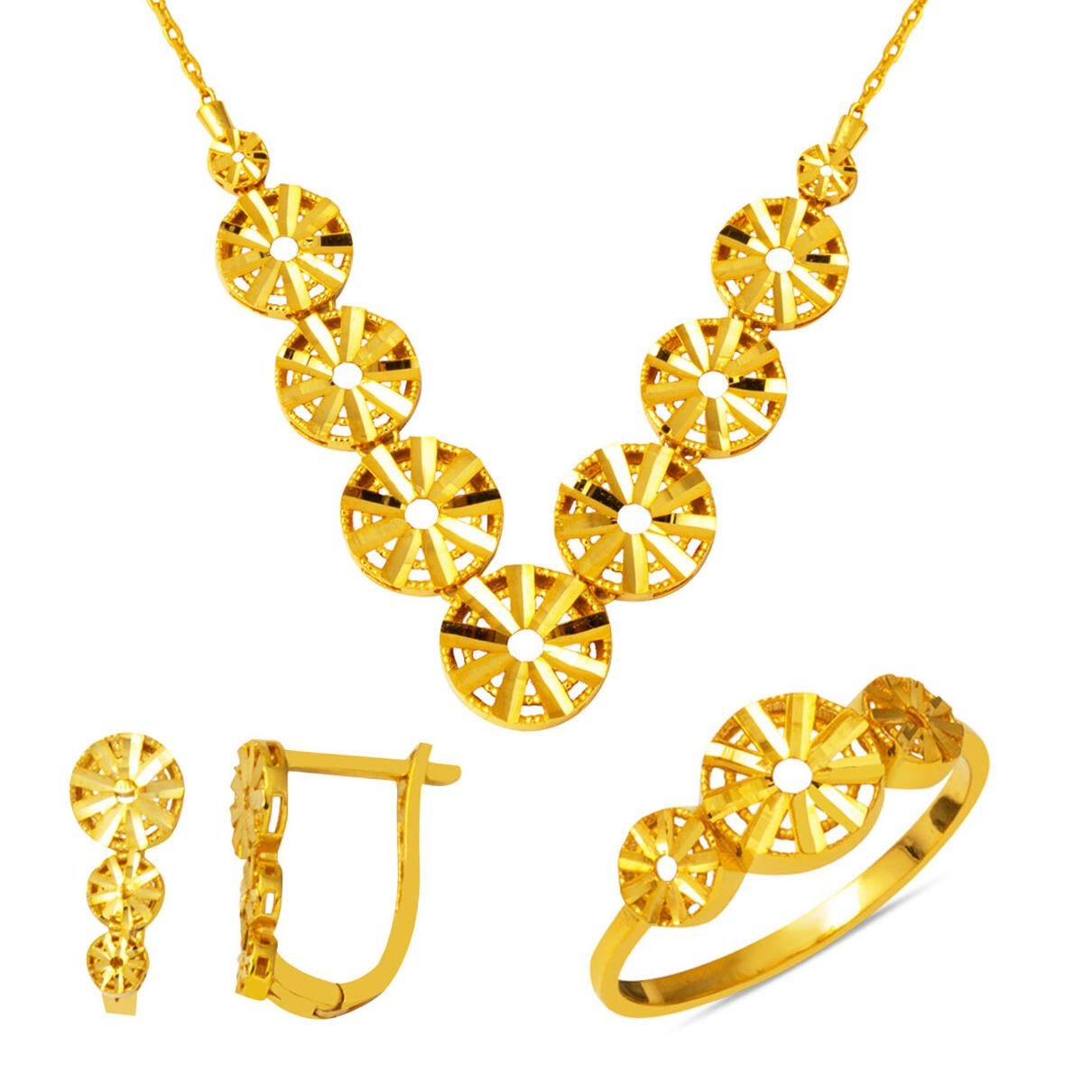 22 Ayar Altın Yaşam Çiçeği Takı Seti