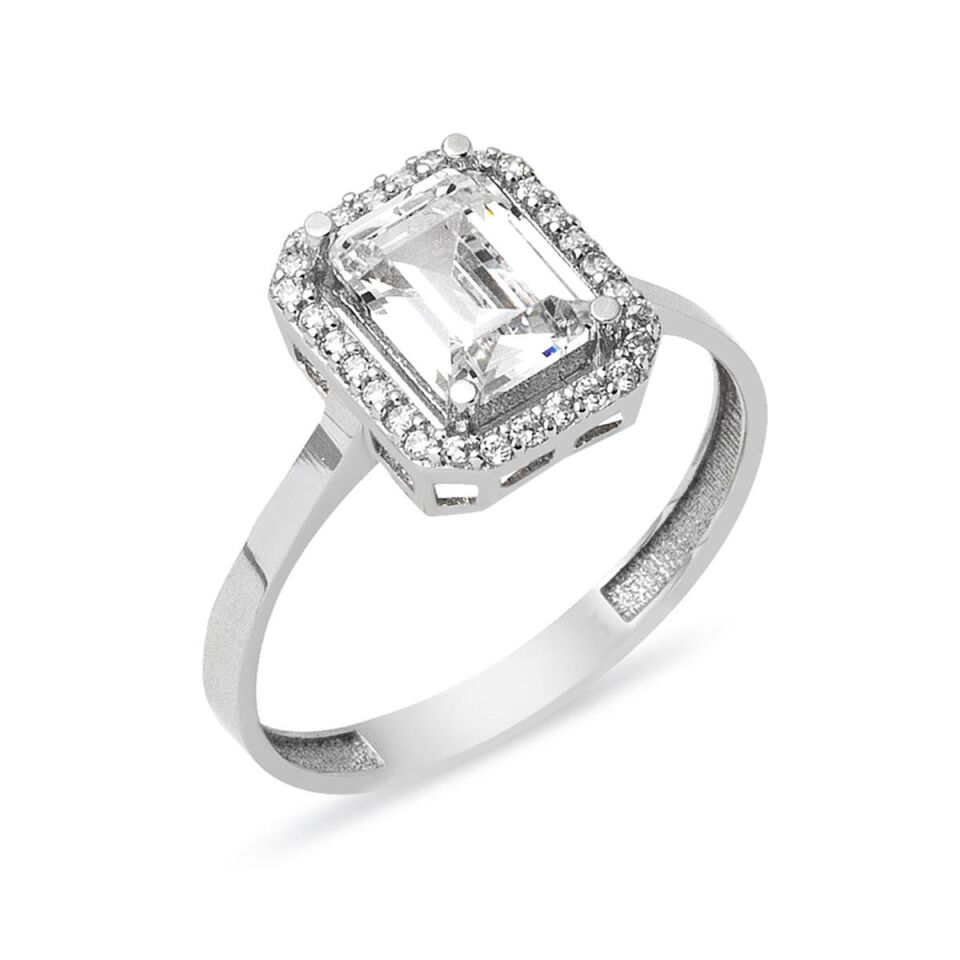 Baget Taşlı Beyaz Altın Yüzük