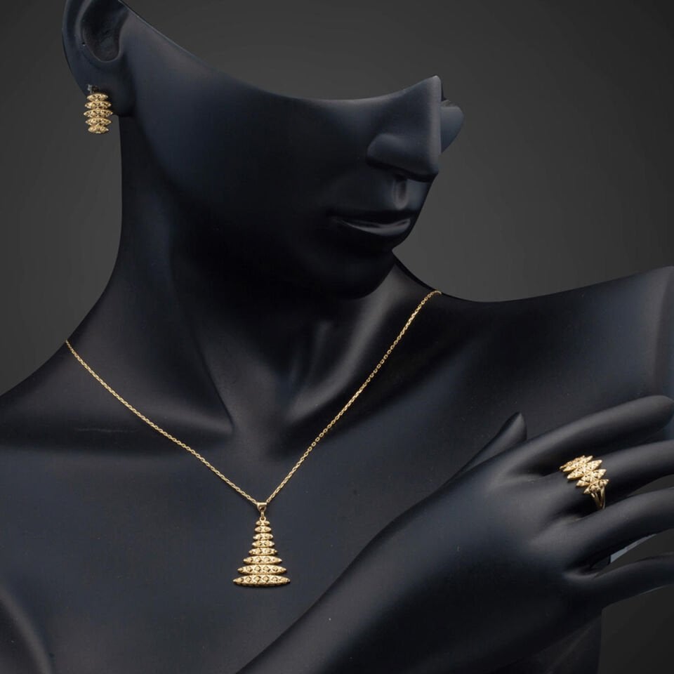 Yaşam Piramidi 14 Ayar Altın Üçlü Set