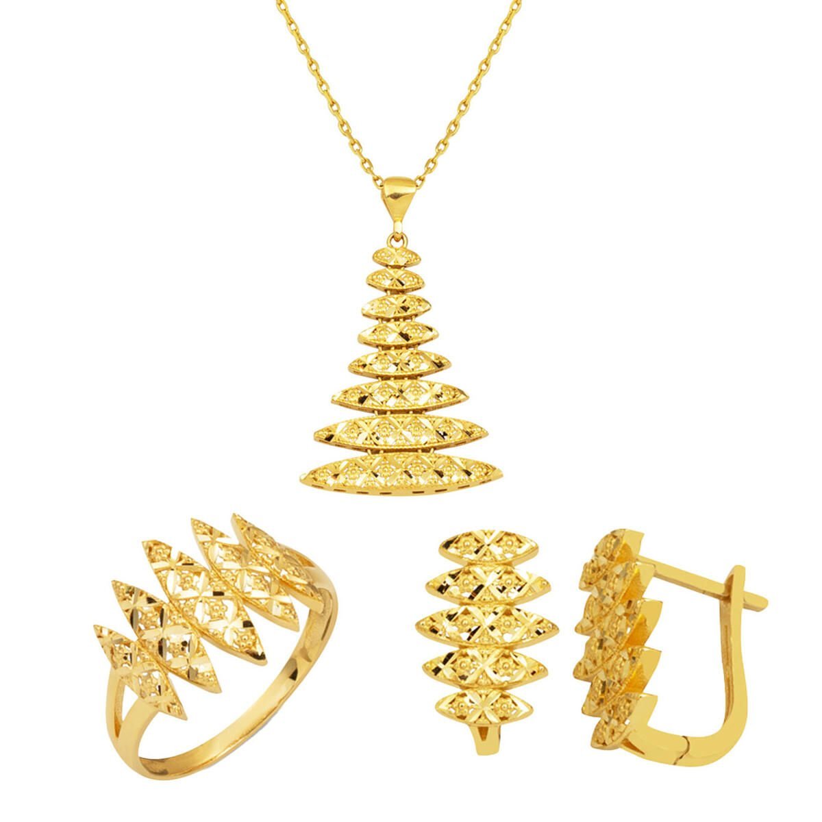 Yaşam Piramidi 14 Ayar Altın Üçlü Set