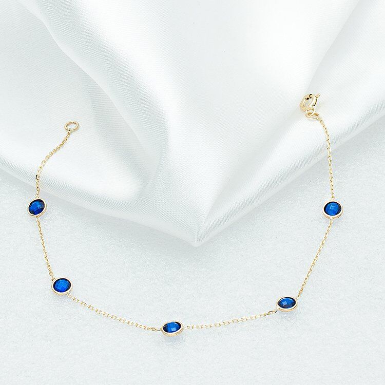 Lacivert Taşlı 14 Ayar Altın Bileklik