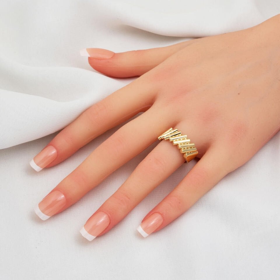 Silindir Tasarım 14 Ayar Altın Üçlü Set