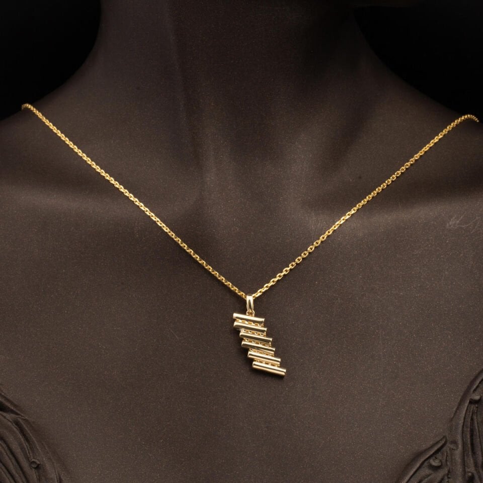 Silindir Tasarım 14 Ayar Altın Üçlü Set