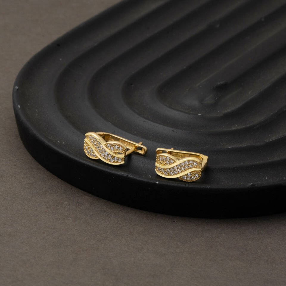 Sonsuzluk Sarı Altın Bayan Küpe