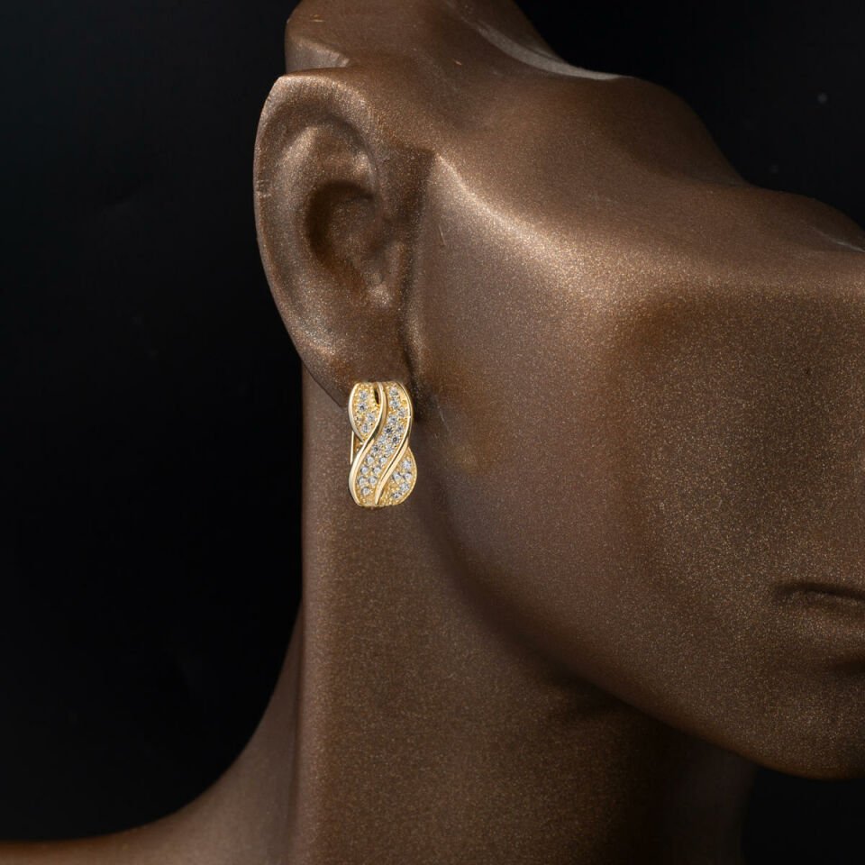 Sonsuzluk Sarı Altın Bayan Küpe