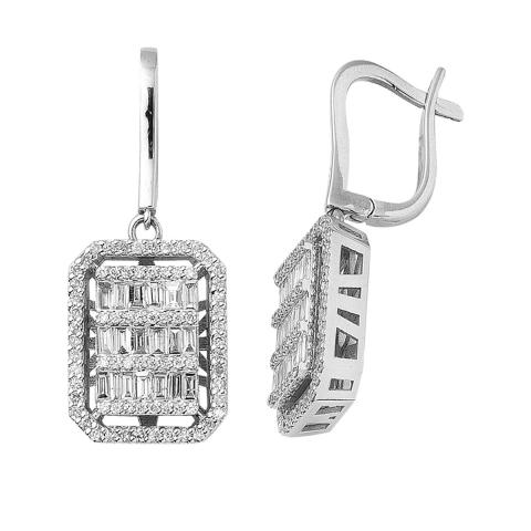 1,18 ct Baget Pırlanta Küpe