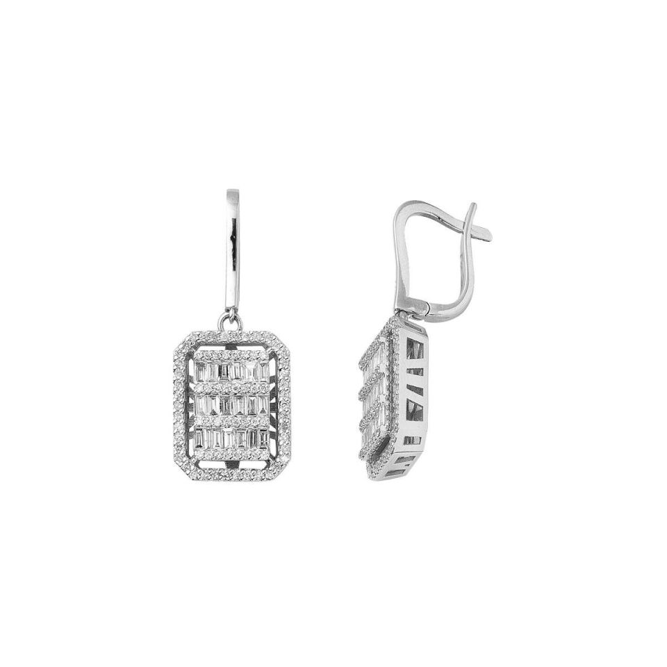1,18 ct Baget Pırlanta Küpe