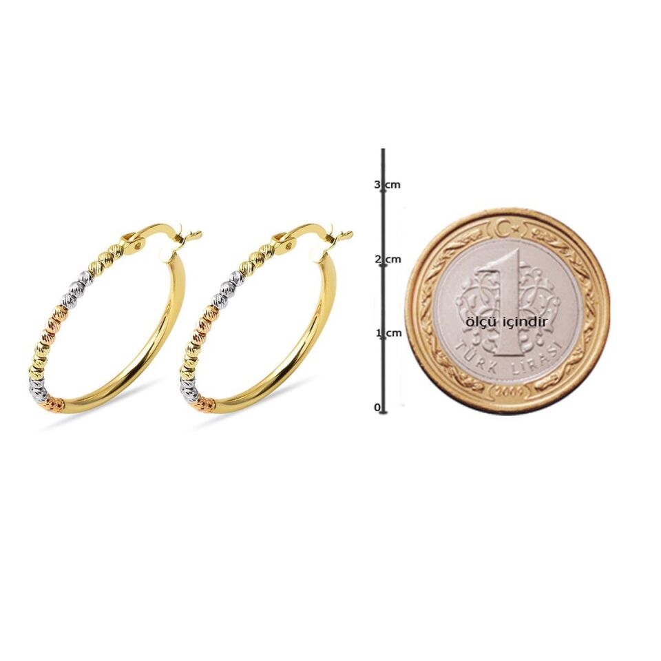 Top Top Altınlı 2,5 cm Çaplı Halka Küpe