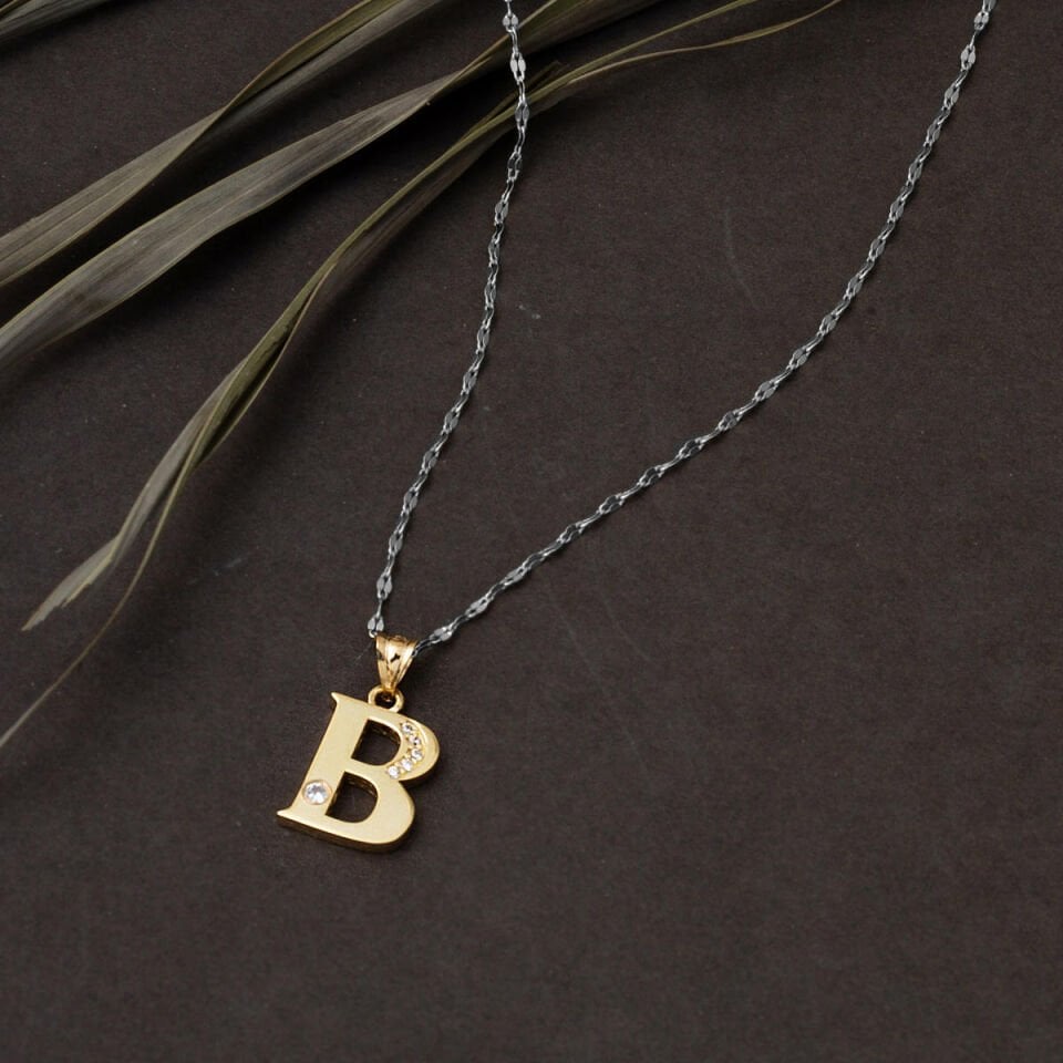 Lettera B Harfi 14 Ayar Altın Kolye Ucu
