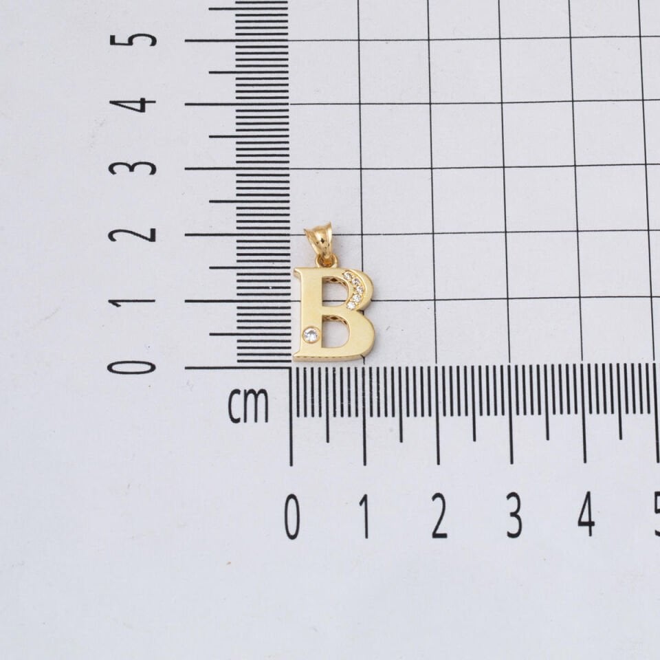 Lettera B Harfi 14 Ayar Altın Kolye Ucu