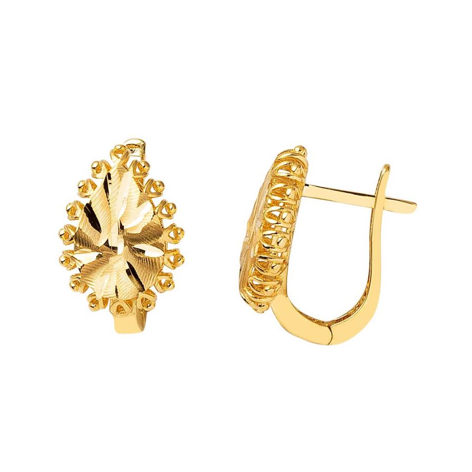 Taşsız 14 Ayar Altın Armut Küpe