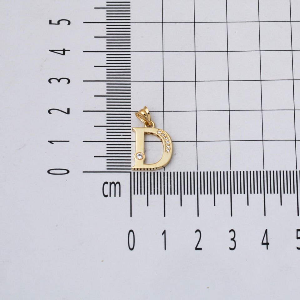 Lettera D Harfi Altın Kolye 14 Ayar