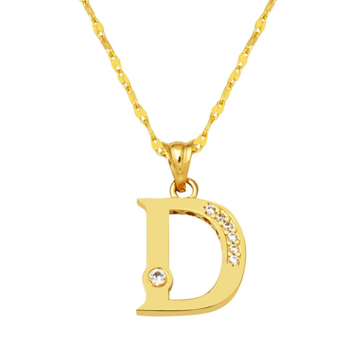 Lettera D Harfi Altın Kolye 14 Ayar