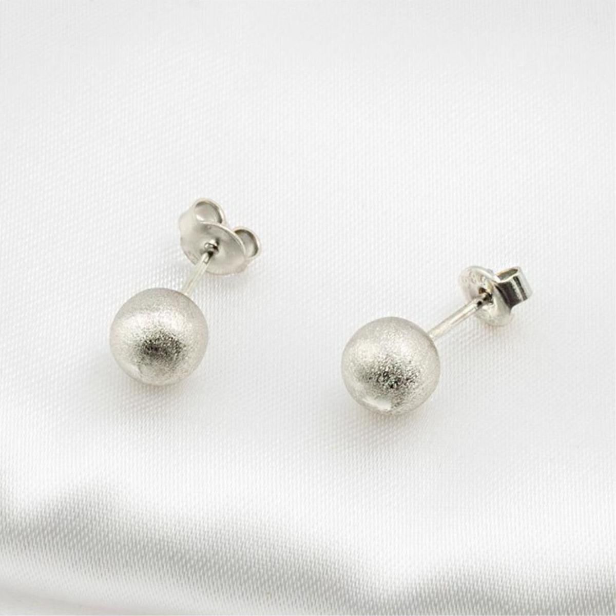 14 Ayar Beyaz Altın Taşsız Top Küpe