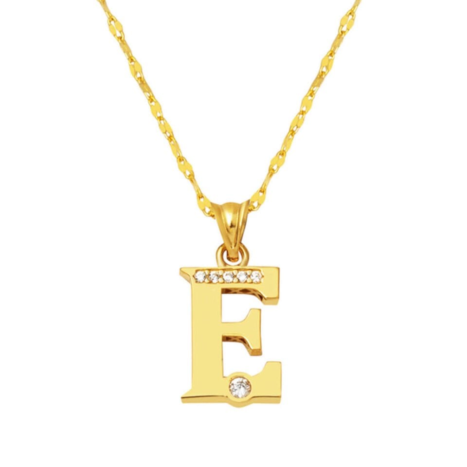 Lettera E Baş Harfli Altın Kolye 14 Ayar