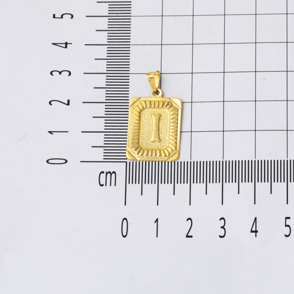 14 Ayar Altın I Harf Kolye Kare Plakalı