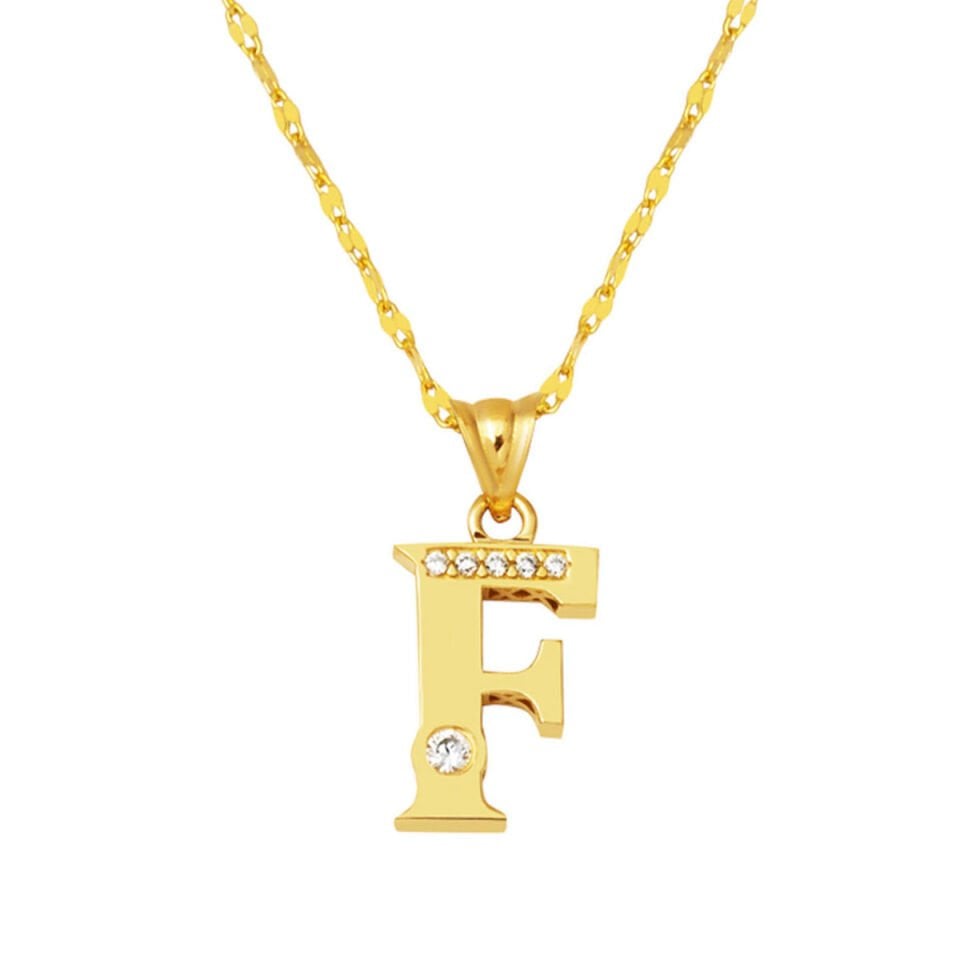 F Harfi Lettera 14 Ayar Altın Kolye