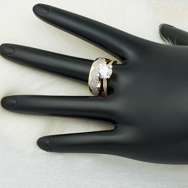 Örgü Taşlı Alyans Tektaş 14 Ayar Altın Yüzük