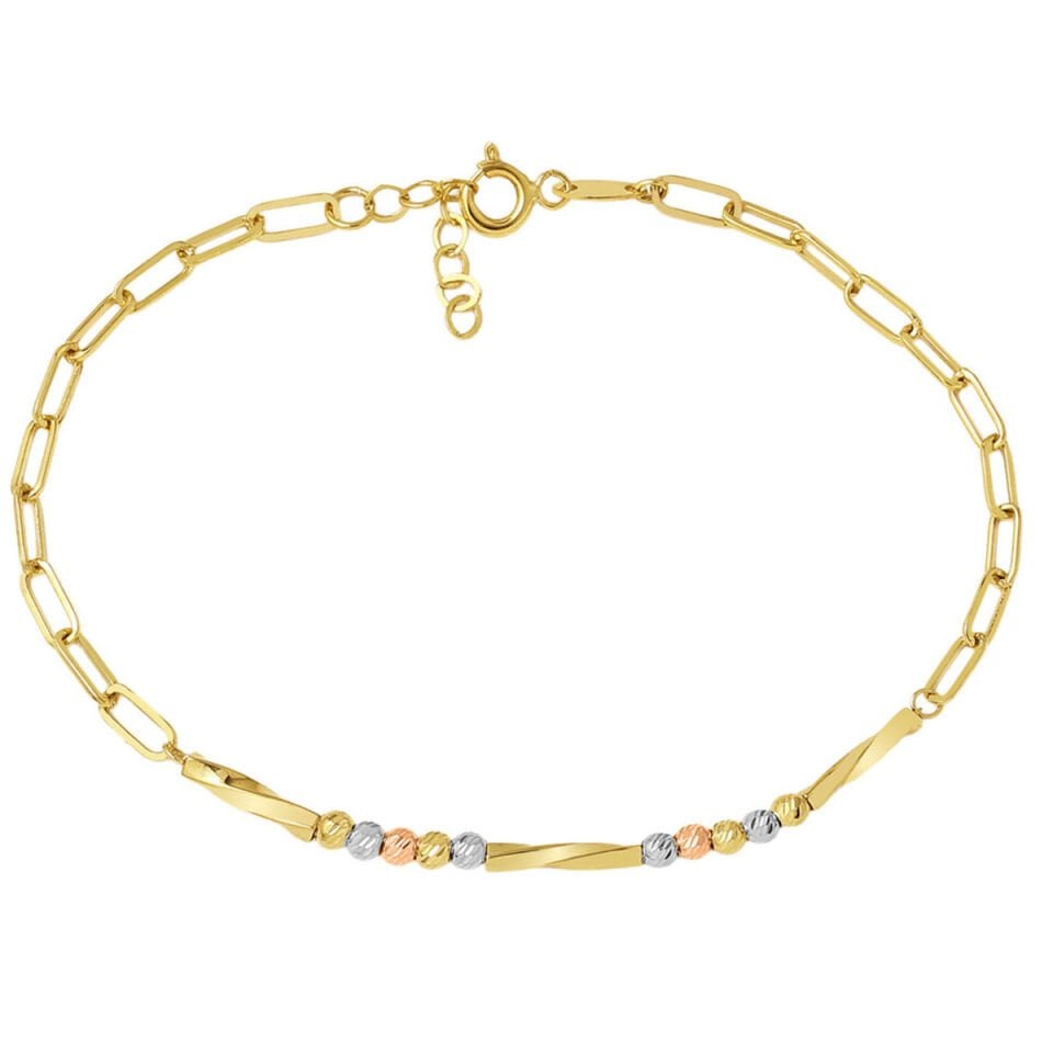 Renkli Dorikalı 14 Ayar Altın Ataç Bileklik