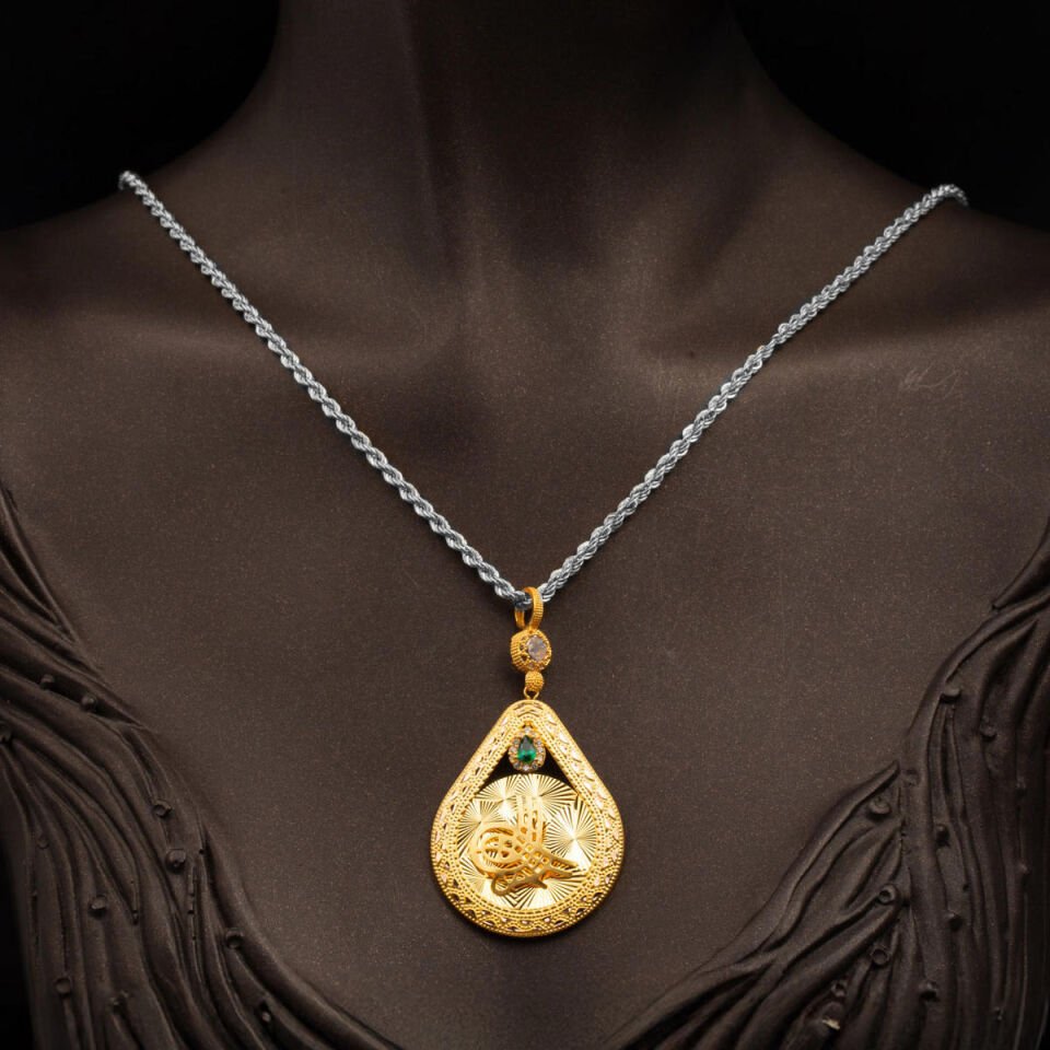 Işıltılı Tuğra 14 Ayar Altın Kolye Ucu