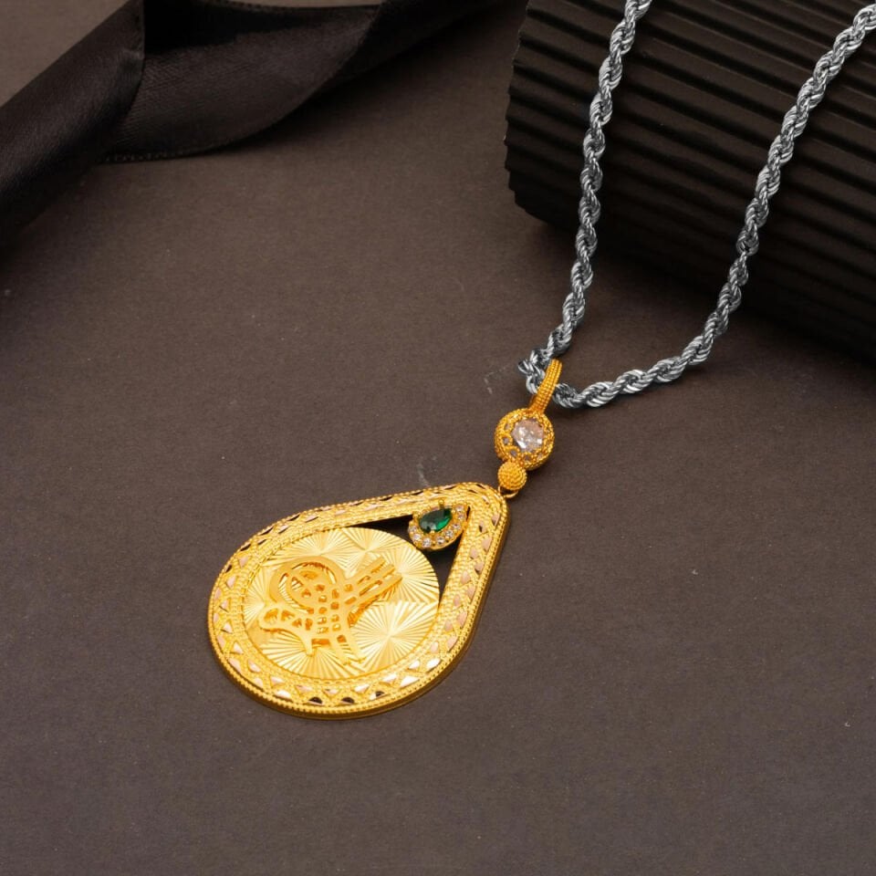 Işıltılı Tuğra 14 Ayar Altın Kolye Ucu