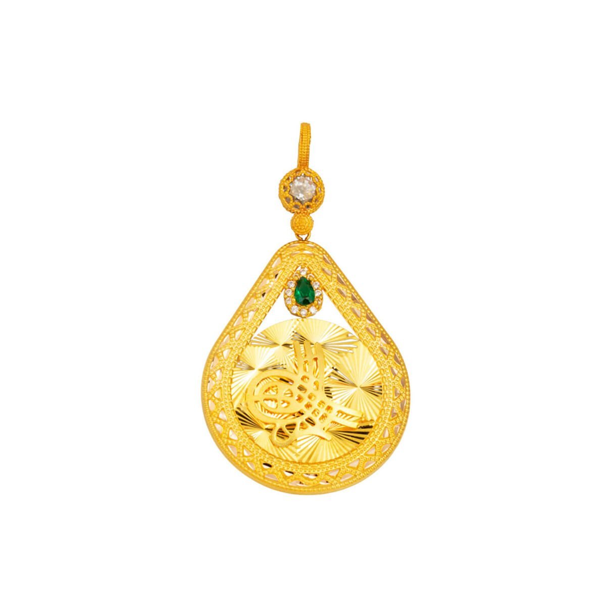 Işıltılı Tuğra 14 Ayar Altın Kolye Ucu