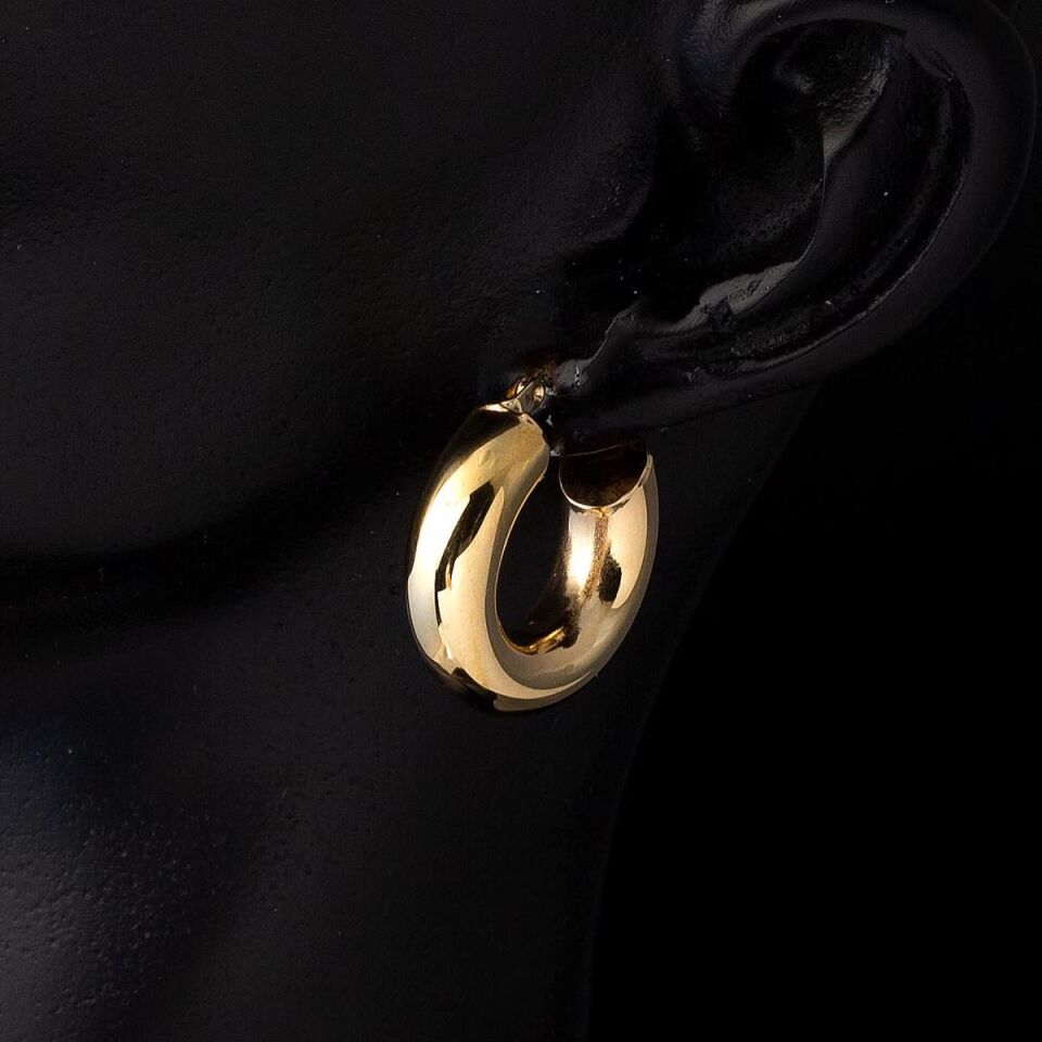 Halka 14 Ayar Altın Trend Küpe