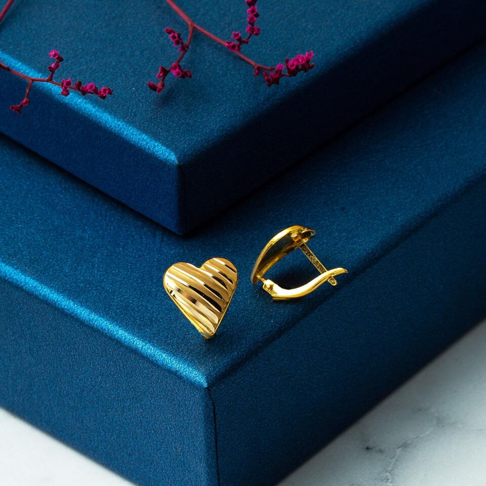 Kalp 22 Ayar Altın Küpe