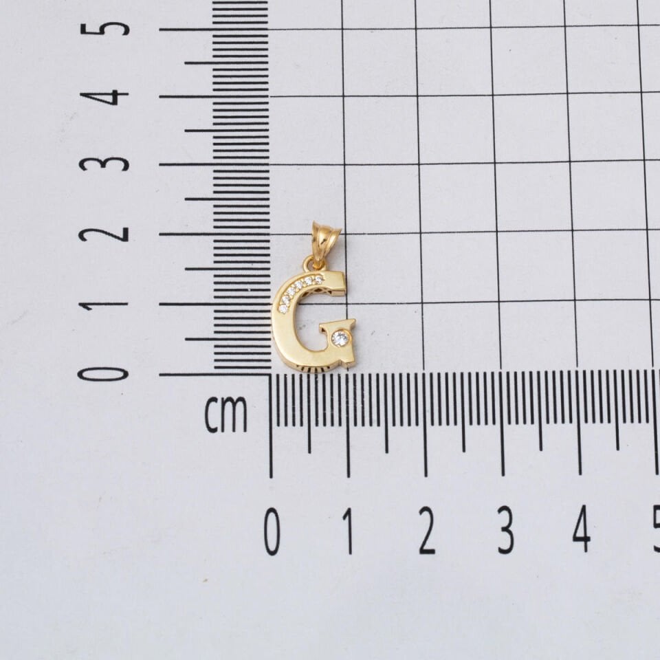 Lettera G Harfi 14 Ayar Altın Zincirli Kolye